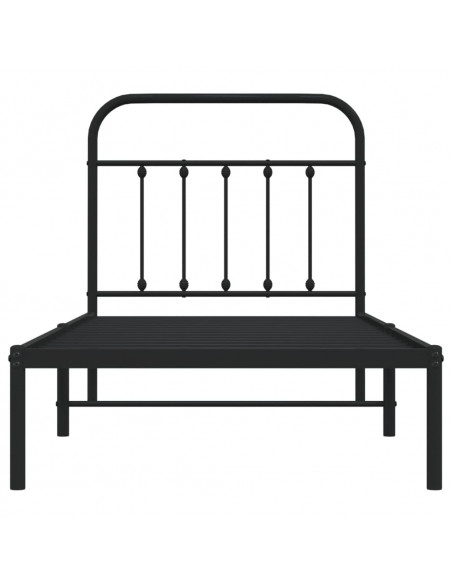 Giroletto con Testiera in Metallo Nero 80x200 cm