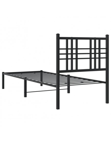 Giroletto con Testiera in Metallo Nero 80x200 cm