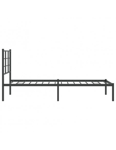 Giroletto con Testiera in Metallo Nero 80x200 cm