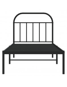 Giroletto con Testiera in Metallo Nero 80x200 cm