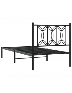 Giroletto con Testiera in Metallo Nero 80x200 cm