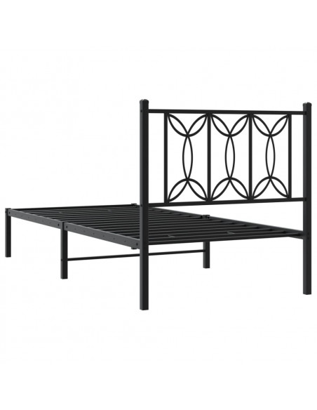 Giroletto con Testiera in Metallo Nero 80x200 cm