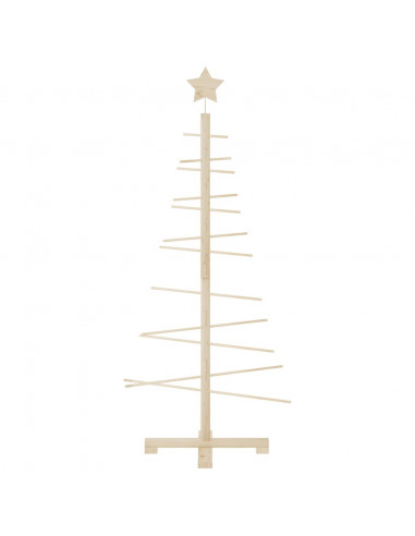 Albero di Natale Decorativo in Legno 125 cm Legno Massello Pino