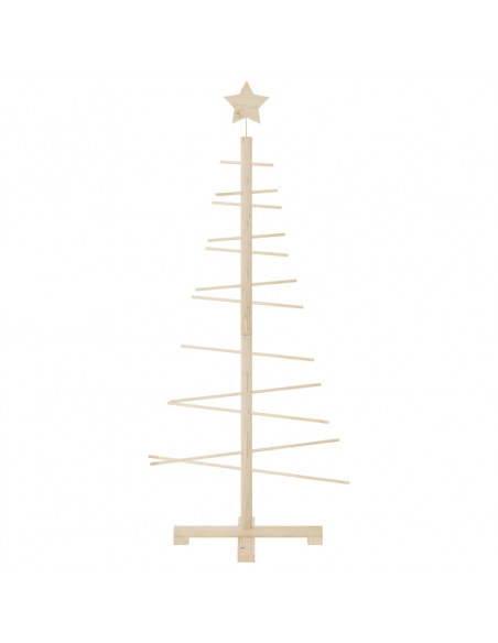 Albero di Natale Decorativo in Legno 125 cm Legno Massello Pino