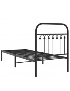 Giroletto con Testiera in Metallo Nero 80x200 cm