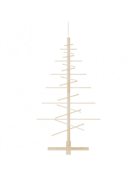 Albero di Natale Decorativo in Legno 125 cm Legno Massello Pino