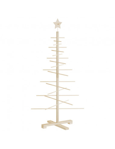 Albero di Natale Decorativo in Legno 125 cm Legno Massello Pino