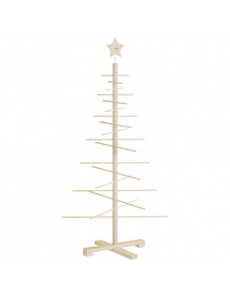 Albero di Natale Decorativo in Legno 125 cm Legno Massello Pino