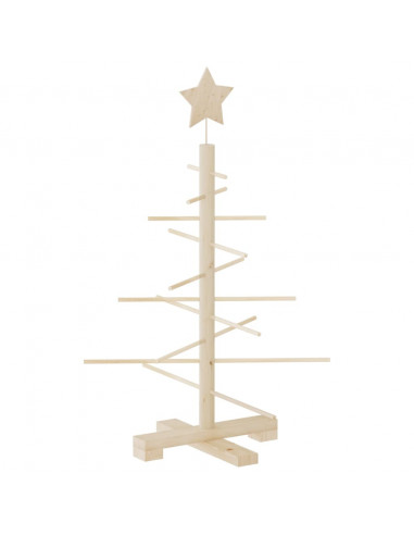 Albero di Natale Decorativo in Legno 75 cm Legno Massello Pino