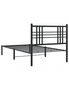 Giroletto con Testiera in Metallo Nero 90x190 cm