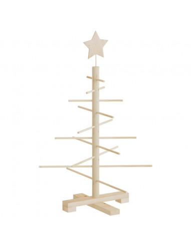 Albero di Natale Decorativo in Legno 75 cm Legno Massello Pino