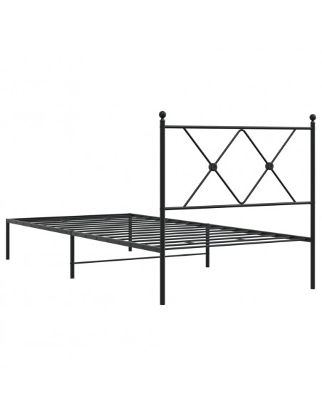 Giroletto con Testiera in Metallo Nero 90x190 cm