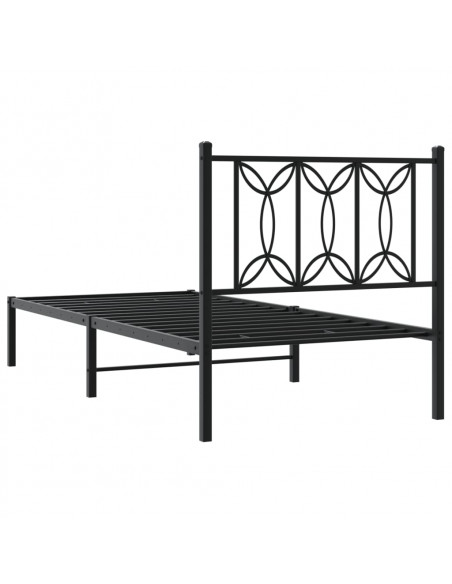 Giroletto con Testiera in Metallo Nero 90x190 cm