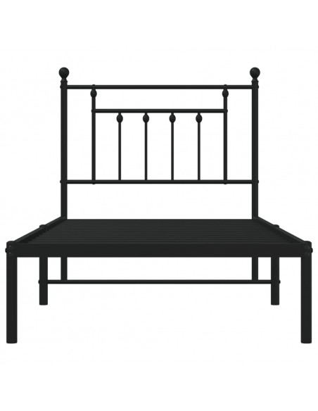 Giroletto con Testiera in Metallo Nero 90x190 cm