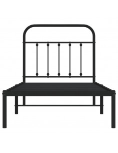 Giroletto con Testiera in Metallo Nero 90x190 cm