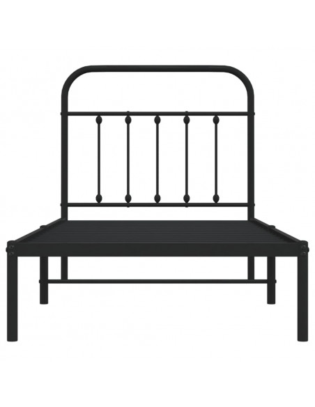 Giroletto con Testiera in Metallo Nero 90x190 cm