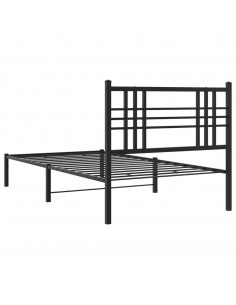 Giroletto con Testiera in Metallo Nero 90x200 cm