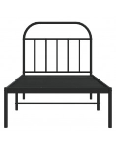 Giroletto con Testiera in Metallo Nero 90x200 cm