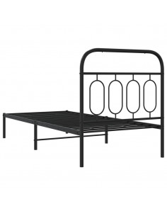 Giroletto con Testiera in Metallo Nero 90x200 cm