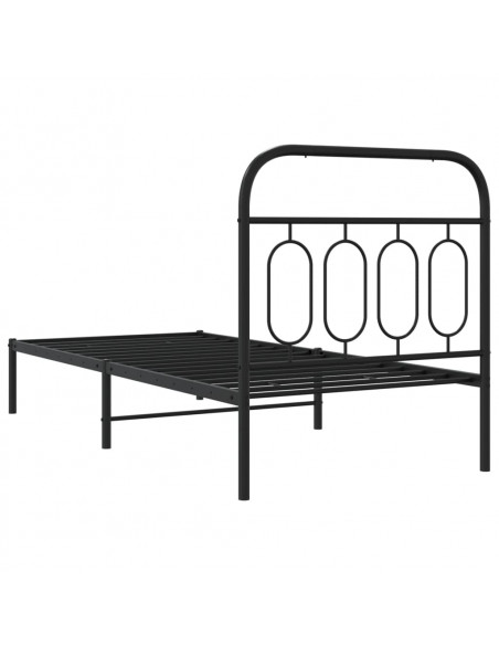Giroletto con Testiera in Metallo Nero 90x200 cm