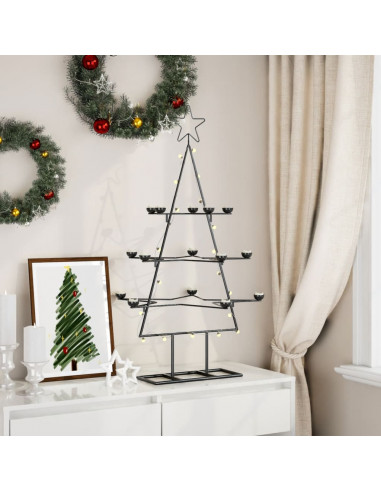 Albero di Natale Decorativo in Metallo Nero 105 cm