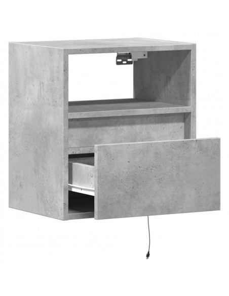 Comodino a Parete con Luci LED Grigio Cemento