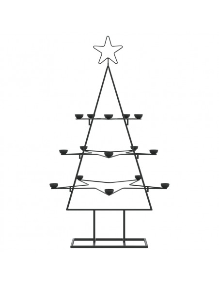 Albero di Natale Decorativo in Metallo Nero 105 cm