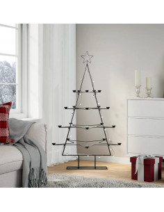 Albero di Natale Decorativo in Metallo Nero 140 cm 2