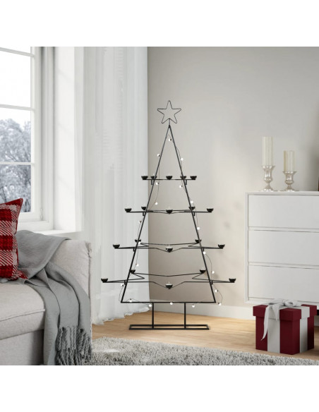 Albero di Natale Decorativo in Metallo Nero 140 cm