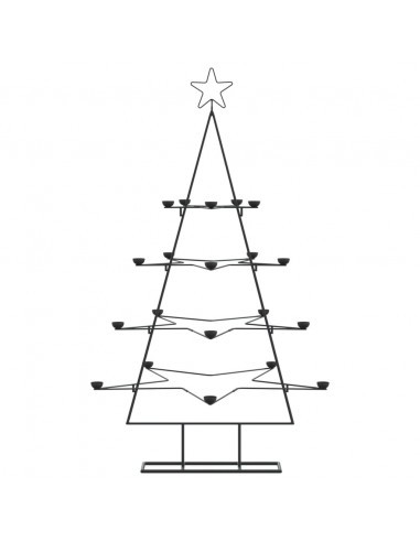 Albero di Natale Decorativo in Metallo Nero 140 cm