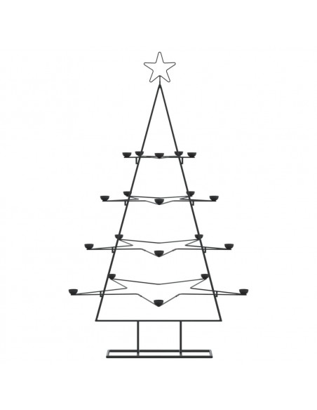 Albero di Natale Decorativo in Metallo Nero 140 cm