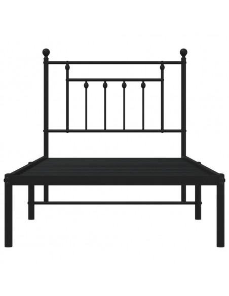 Giroletto con Testiera in Metallo Nero 90x200 cm