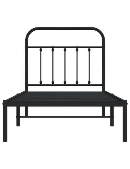 Giroletto con Testiera in Metallo Nero 90x200 cm