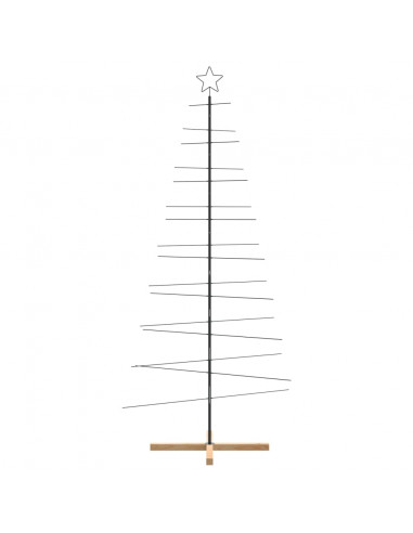 Albero di Natale in Metallo con Base in Legno Nero 210 cm