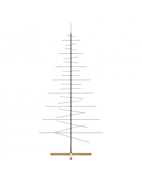 Albero di Natale in Metallo con Base in Legno Nero 210 cm