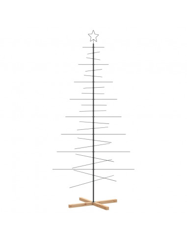 Albero di Natale in Metallo con Base in Legno Nero 210 cm