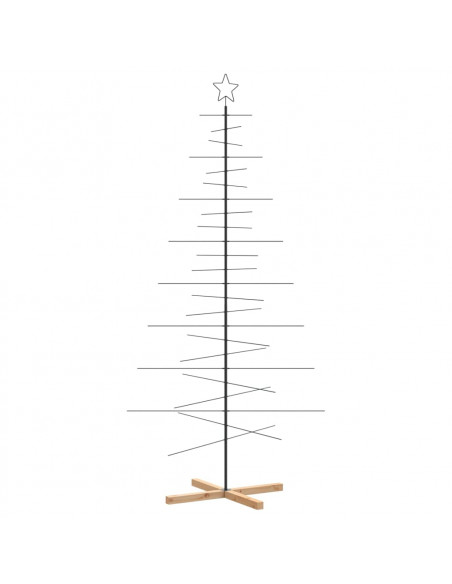 Albero di Natale in Metallo con Base in Legno Nero 210 cm