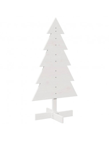 Albero di Natale Decorativo Bianco 100 cm in Legno di Pino