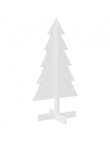 Albero di Natale Decorativo Bianco 100 cm in Legno di Pino