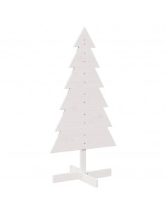 Albero di Natale Decorativo Bianco 120cm Legno Massello di Pino 2