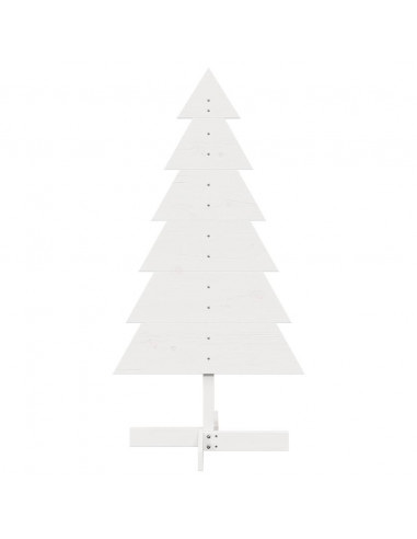 Albero di Natale Decorativo Bianco 120cm Legno Massello di Pino