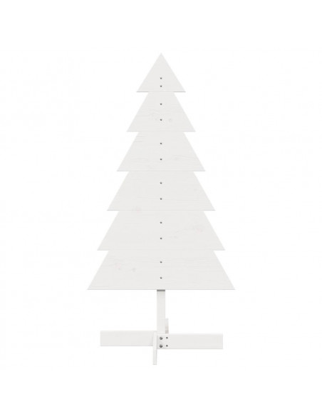 Albero di Natale Decorativo Bianco 120cm Legno Massello di Pino