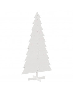 Albero di Natale Decorativo Bianco 180cm Legno Massello di Pino 2