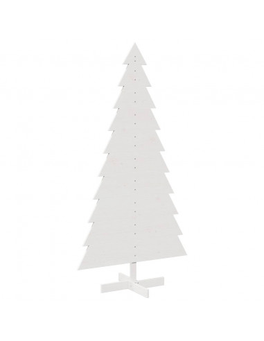 Albero di Natale Decorativo Bianco 180cm Legno Massello di Pino