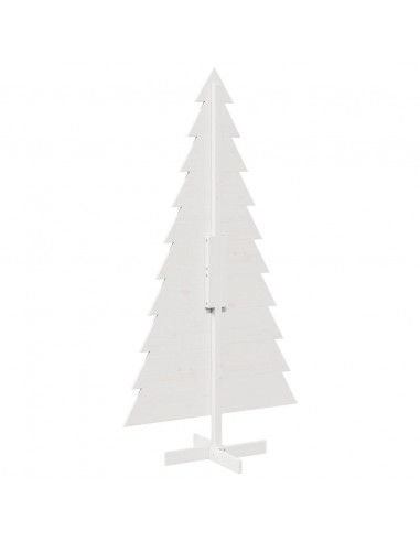 Albero di Natale Decorativo Bianco 180cm Legno Massello di Pino
