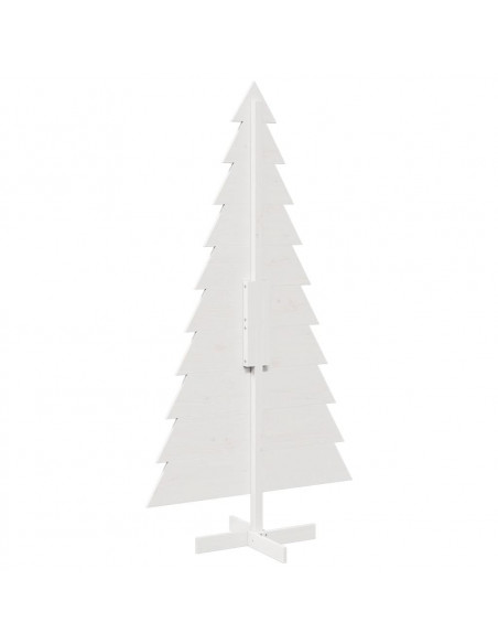 Albero di Natale Decorativo Bianco 180cm Legno Massello di Pino