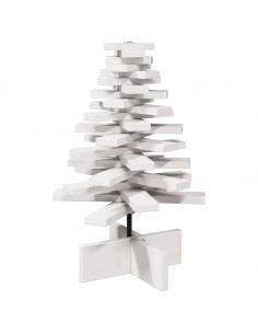 Albero di Natale Decorativo Bianco 60 cm Legno Massello di Pino 2