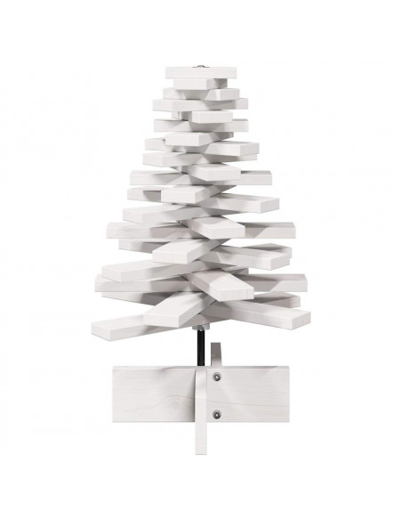 Albero di Natale Decorativo Bianco 60 cm Legno Massello di Pino