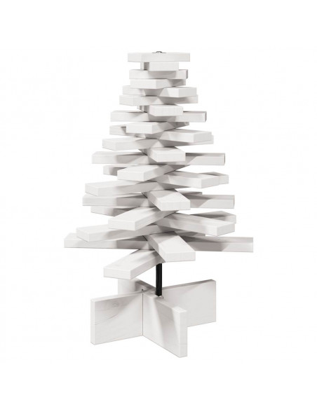 Albero di Natale Decorativo Bianco 60 cm Legno Massello di Pino