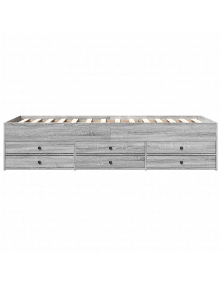 Divano Letto con Cassetti Grigio Sonoma 90x200 cm Multistrato